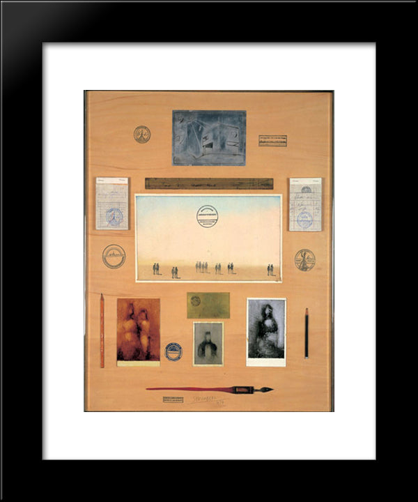 The Politecnico Table 20x24 Black Modern Wood Framed Art Print Poster by Steinberg, Saul