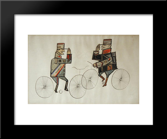 Two Gendarmes 20x24 Black Modern Wood Framed Art Print Poster by Steinberg, Saul