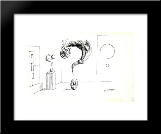 Untitled (Question Marks) 20x24 Black Modern Wood Framed Art Print Poster by Steinberg, Saul