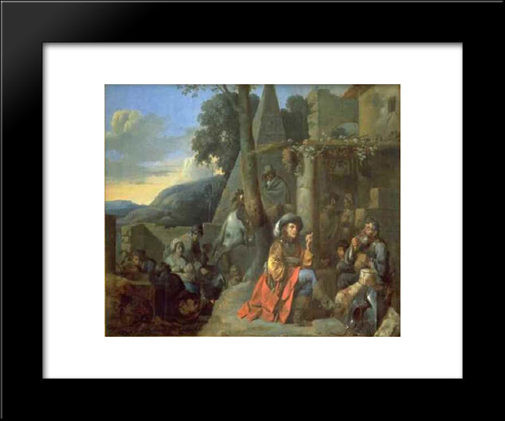 Le Camp De Bohemiens 20x24 Black Modern Wood Framed Art Print Poster by Bourdon, Sebastien