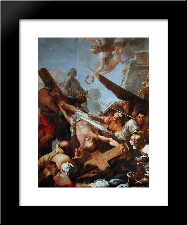 Le Crucifiement De Saint Pierre 20x24 Black Modern Wood Framed Art Print Poster by Bourdon, Sebastien