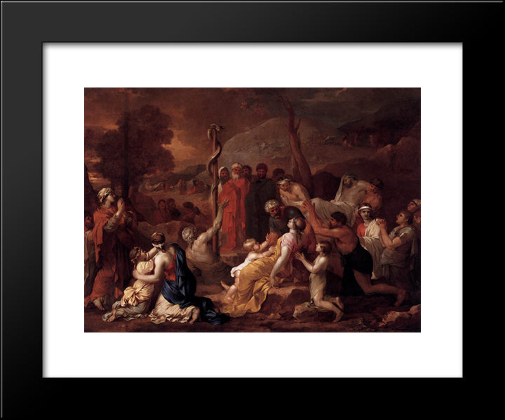 Moses And The Brazen Serpent 20x24 Black Modern Wood Framed Art Print Poster by Bourdon, Sebastien