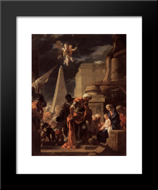 The Adoration Of The Magi 20x24 Black Modern Wood Framed Art Print Poster by Bourdon, Sebastien