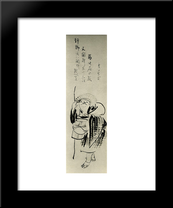 Traveling Monk And Kyoku 20x24 Black Modern Wood Framed Art Print Poster by Sengai