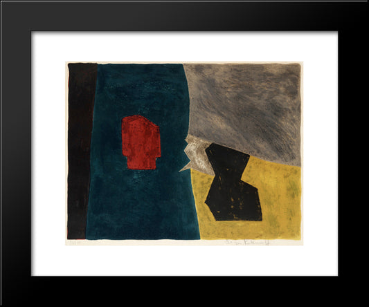 Composition Bleue, Jaune Et Grise 20x24 Black Modern Wood Framed Art Print Poster by Poliakoff, Serge