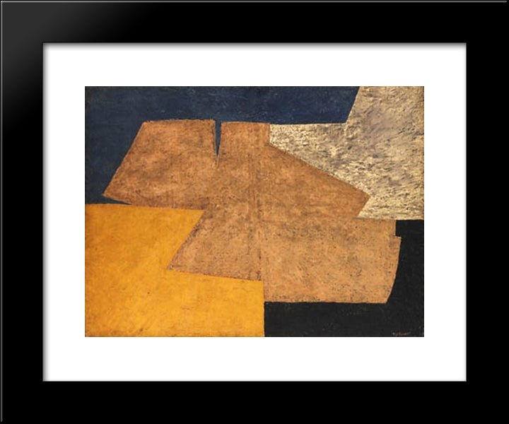 Composition Jaune, Mauve, Bleu Et Noir (La Table D'Or) 20x24 Black Modern Wood Framed Art Print Poster by Poliakoff, Serge