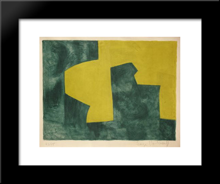 Composition Verte Et Jaune 20x24 Black Modern Wood Framed Art Print Poster by Poliakoff, Serge