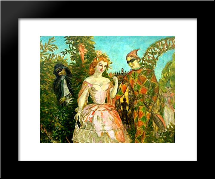 Carnival Scene 20x24 Black Modern Wood Framed Art Print Poster by Sudeikin, Serge