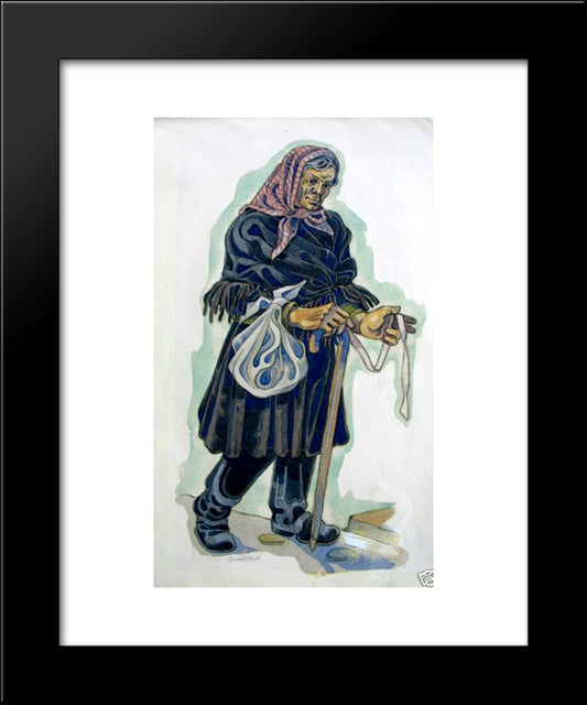 Costume Design For An Old Villager (Probably For Balieff Theatre) 20x24 Black Modern Wood Framed Art Print Poster by Sudeikin, Serge