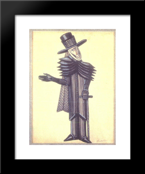 Costume Design For Dickens Christmas Bells 20x24 Black Modern Wood Framed Art Print Poster by Sudeikin, Serge