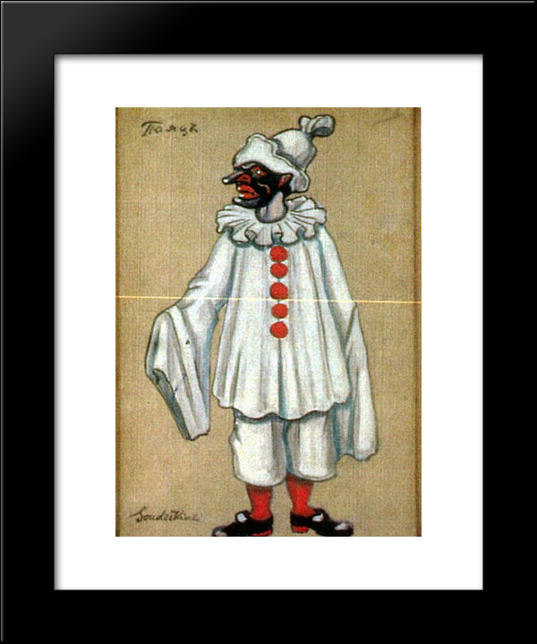Costume Designs For Petrushka By Stravinsky In Metropolitan Opera - Jester 20x24 Black Modern Wood Framed Art Print Poster by Sudeikin, Serge