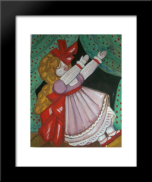 Curtain Design With Doll 20x24 Black Modern Wood Framed Art Print Poster by Sudeikin, Serge