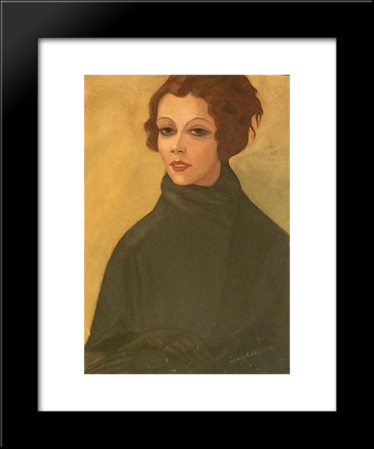 Portrait Of Balieva - Komissarghevskaia 20x24 Black Modern Wood Framed Art Print Poster by Sudeikin, Serge