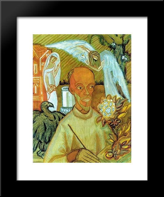 Portrait Of N. I. Kulbin. Caricature. 20x24 Black Modern Wood Framed Art Print Poster by Sudeikin, Serge