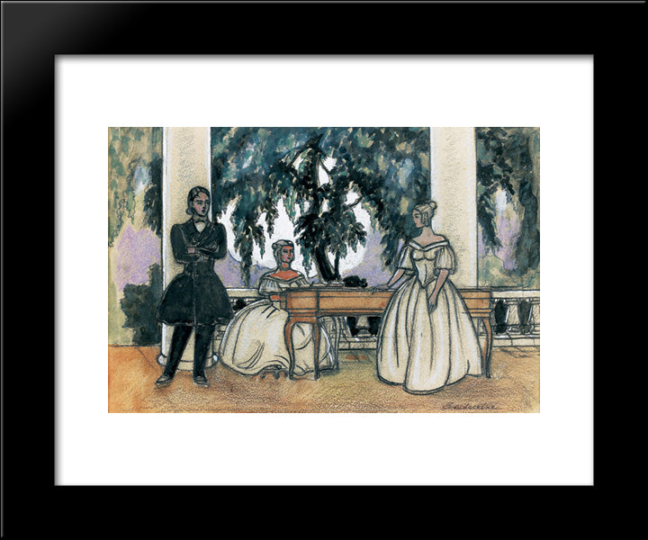 Study For Eugene Onegin 20x24 Black Modern Wood Framed Art Print Poster by Sudeikin, Serge