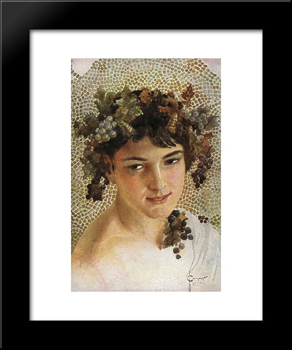 Bacchus 20x24 Black Modern Wood Framed Art Print Poster by Solomko, Sergey