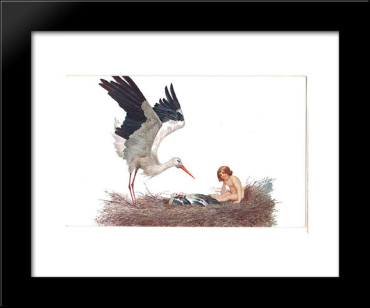 Blessed Be The House Where A Stork Nested 20x24 Black Modern Wood Framed Art Print Poster by Solomko, Sergey