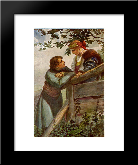 By The Fence 20x24 Black Modern Wood Framed Art Print Poster by Solomko, Sergey