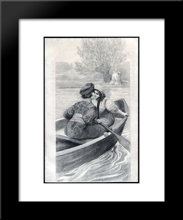 Couple In The Boat 20x24 Black Modern Wood Framed Art Print Poster by Solomko, Sergey