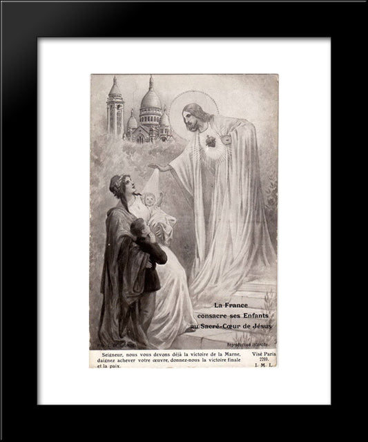 France Blesses His Children Before The Sacred Heart Of Jesus 20x24 Black Modern Wood Framed Art Print Poster by Solomko, Sergey