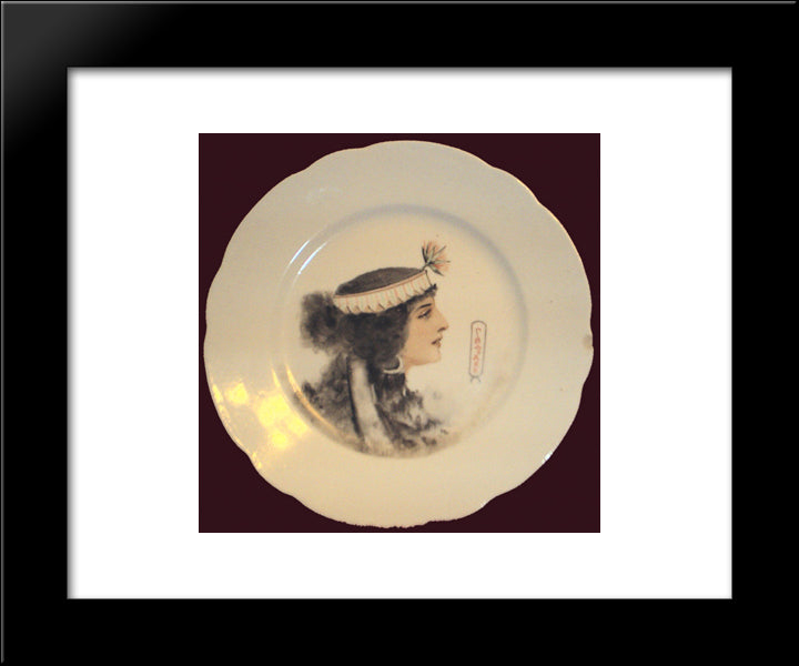 Plate 'Egyptian Queen' 20x24 Black Modern Wood Framed Art Print Poster by Solomko, Sergey