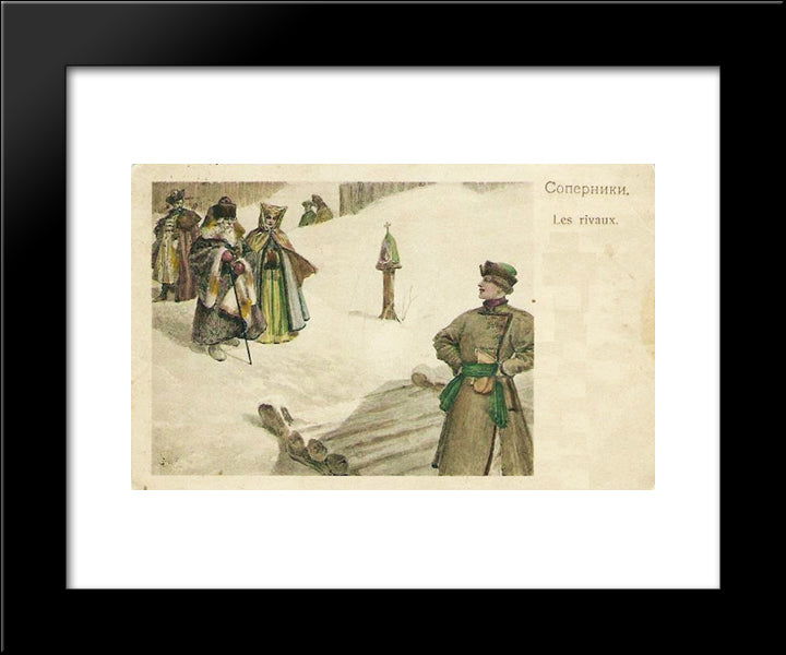 Rivals 20x24 Black Modern Wood Framed Art Print Poster by Solomko, Sergey