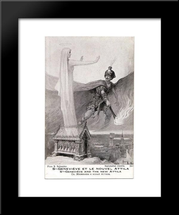 St. Jenevieve And The New Attila 20x24 Black Modern Wood Framed Art Print Poster by Solomko, Sergey