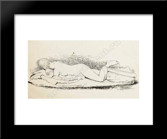 Study To Illustration For 'Mademoiselle De Maupin', Of Theophile Gautier 20x24 Black Modern Wood Framed Art Print Poster by Solomko, Sergey