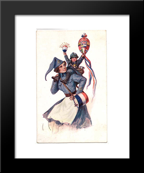 Vive La France! 20x24 Black Modern Wood Framed Art Print Poster by Solomko, Sergey