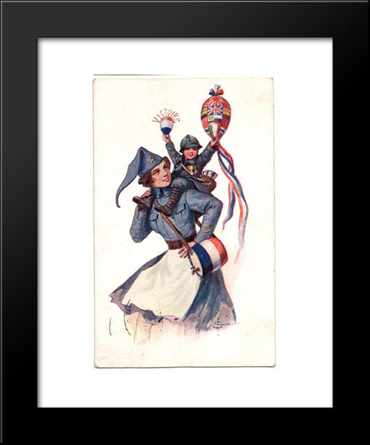 Vive La France! 20x24 Black Modern Wood Framed Art Print Poster by Solomko, Sergey