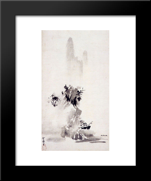 Haboku Sansui 20x24 Black Modern Wood Framed Art Print Poster by Toyo, Sesshu