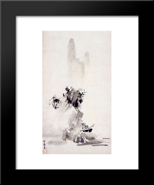 Haboku Sansui 20x24 Black Modern Wood Framed Art Print Poster by Toyo, Sesshu