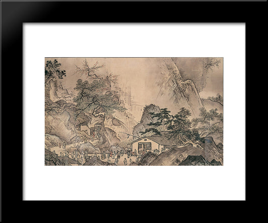Landscape Of Four Seasons (Spring) 20x24 Black Modern Wood Framed Art Print Poster by Toyo, Sesshu