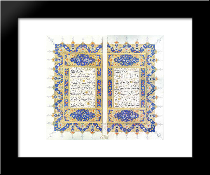 Serlevha - Fatiha Suresi Ve Bakara Suresi'Nin Ilk 4 Ayeti 20x24 Black Modern Wood Framed Art Print Poster by Hamdullah, Sheikh