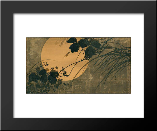 Autumn Grasses In Moonlight 20x24 Black Modern Wood Framed Art Print Poster by Zeshin, Shibata