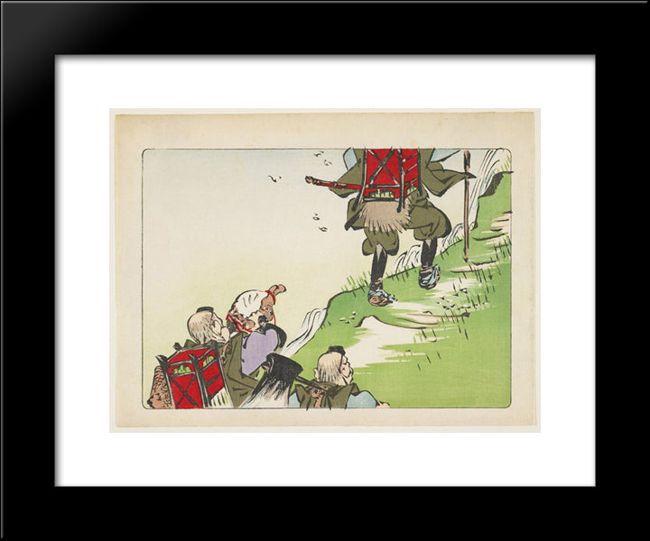 Processional Of Pilgrims 20x24 Black Modern Wood Framed Art Print Poster by Zeshin, Shibata