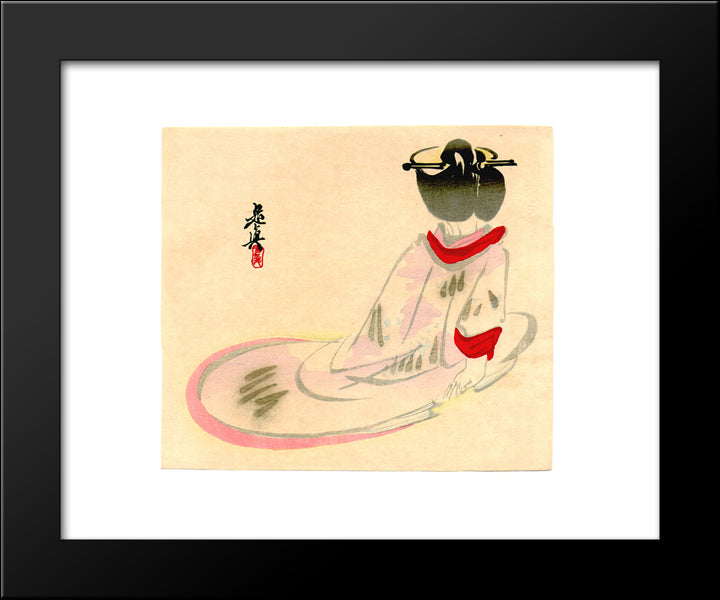 Sitting Lady 20x24 Black Modern Wood Framed Art Print Poster by Zeshin, Shibata