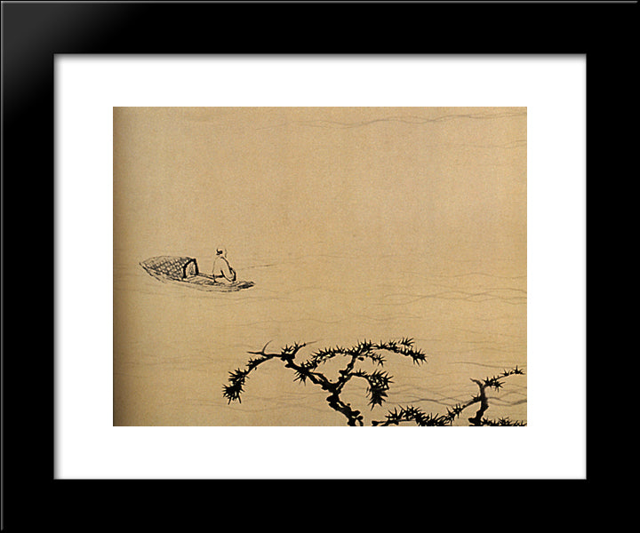 At The Discretion Of River 20x24 Black Modern Wood Framed Art Print Poster by Shitao
