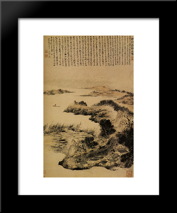 Autumn On The Outskirts Of Yangzhou 20x24 Black Modern Wood Framed Art Print Poster by Shitao