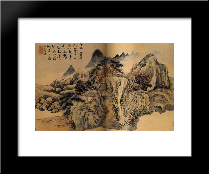 Autumn The Mountain 20x24 Black Modern Wood Framed Art Print Poster by Shitao