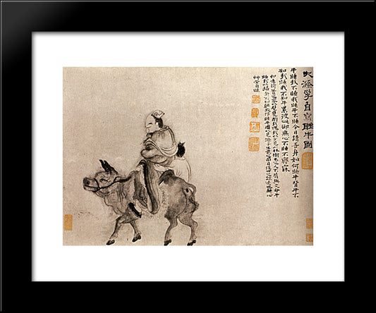 Back Home After A Night Of Drunkenness 20x24 Black Modern Wood Framed Art Print Poster by Shitao