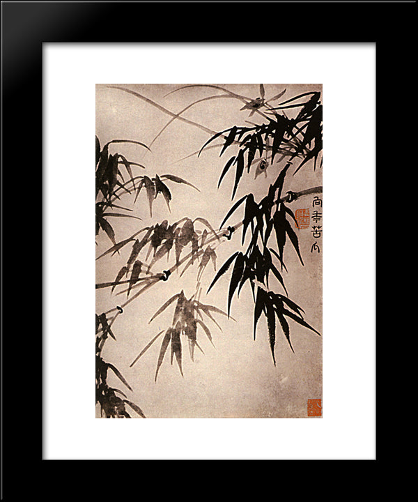 Bamboo 20x24 Black Modern Wood Framed Art Print Poster by Shitao