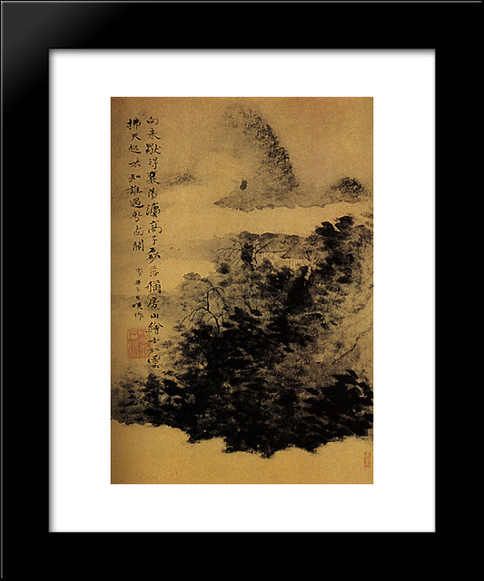 Between Mountain And River, Not Far From Mount Huang 20x24 Black Modern Wood Framed Art Print Poster by Shitao
