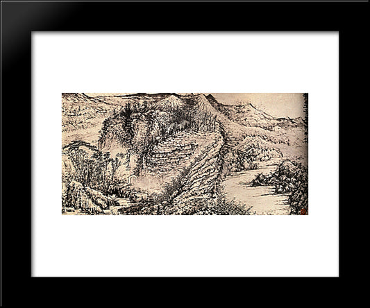 I Went Through All The Fabulous Mountains And I Fixed The Sketch 20x24 Black Modern Wood Framed Art Print Poster by Shitao