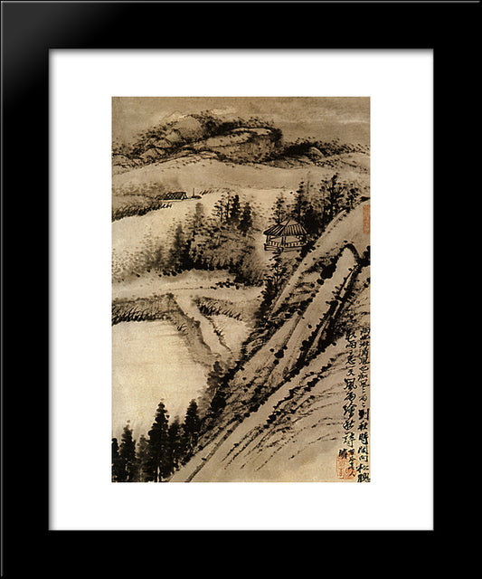 Move Up One More Floor 20x24 Black Modern Wood Framed Art Print Poster by Shitao