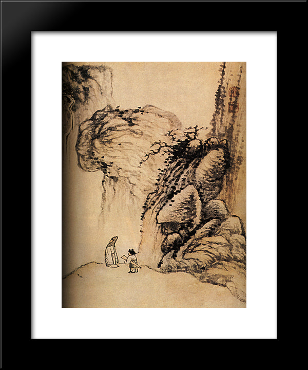 Nostalgic Walk 20x24 Black Modern Wood Framed Art Print Poster by Shitao