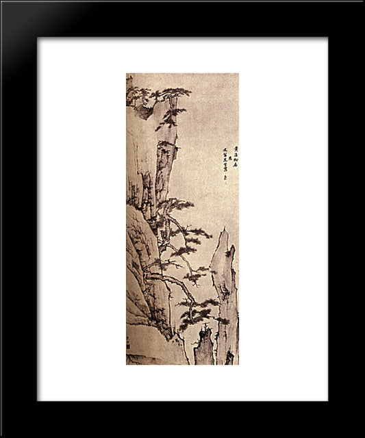 Terrace Of Cinnabar 20x24 Black Modern Wood Framed Art Print Poster by Shitao