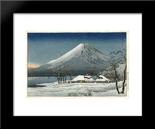 Fuji From Lake Yamanaka 20x24 Black Modern Wood Framed Art Print Poster by Takahashi, Shotei
