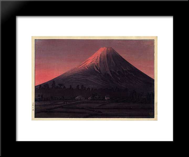 Fuji Near Tamaho (Pink Variant) 20x24 Black Modern Wood Framed Art Print Poster by Takahashi, Shotei