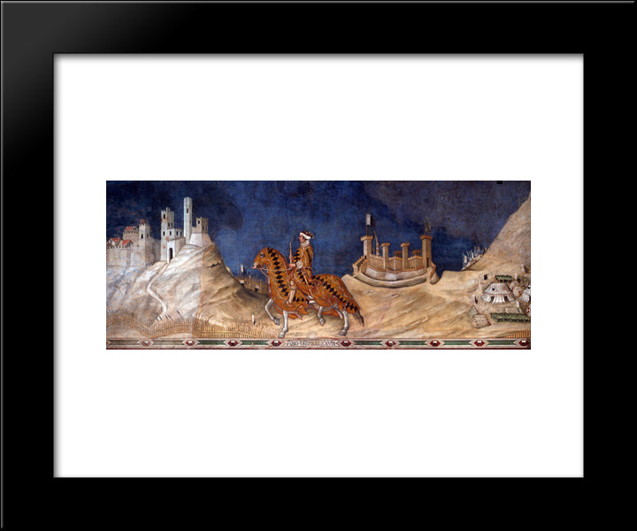 Guidoriccio Da Fogliano 20x24 Black Modern Wood Framed Art Print Poster by Martini, Simone